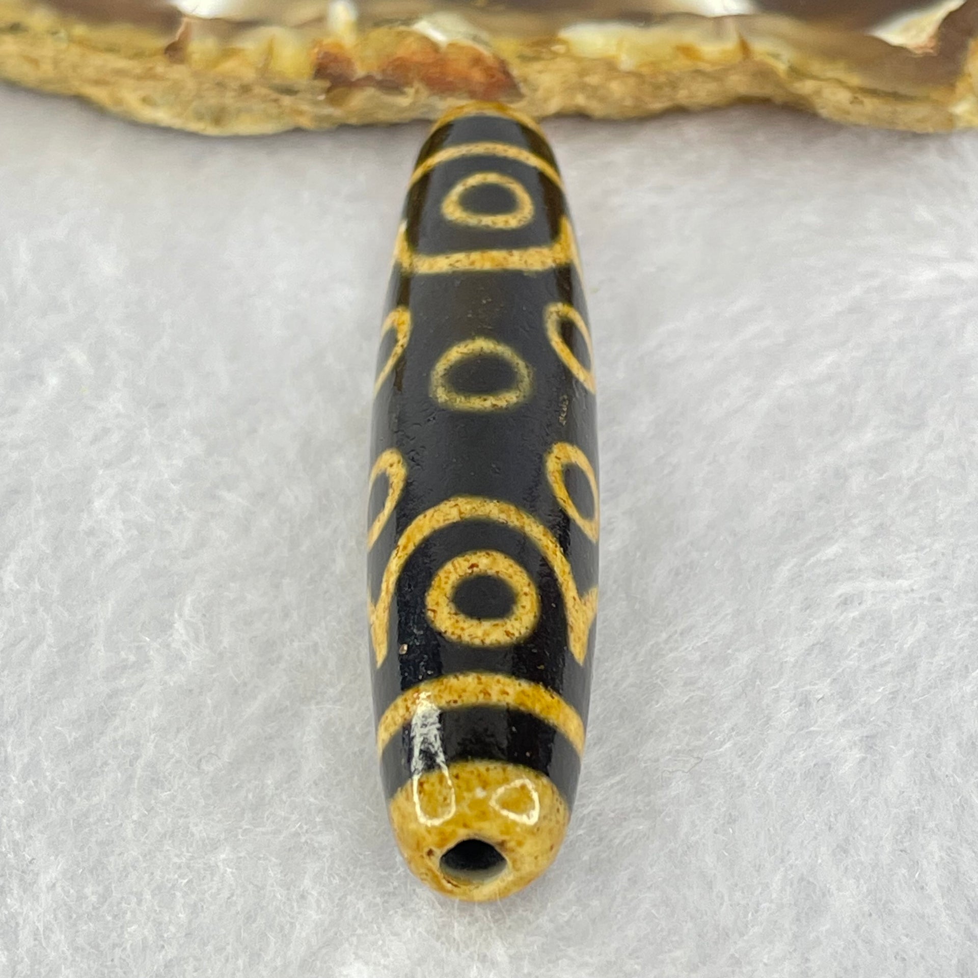 Natural Powerful Tibetan Old Oily Dark and Light Brown Agate 15 Eyes Dzi Bead Heavenly Master (Tian Zhu) 十五眼天诛 14.29g 58.3 by 13.2mm - Huangs Jadeite and Jewelry Pte Ltd