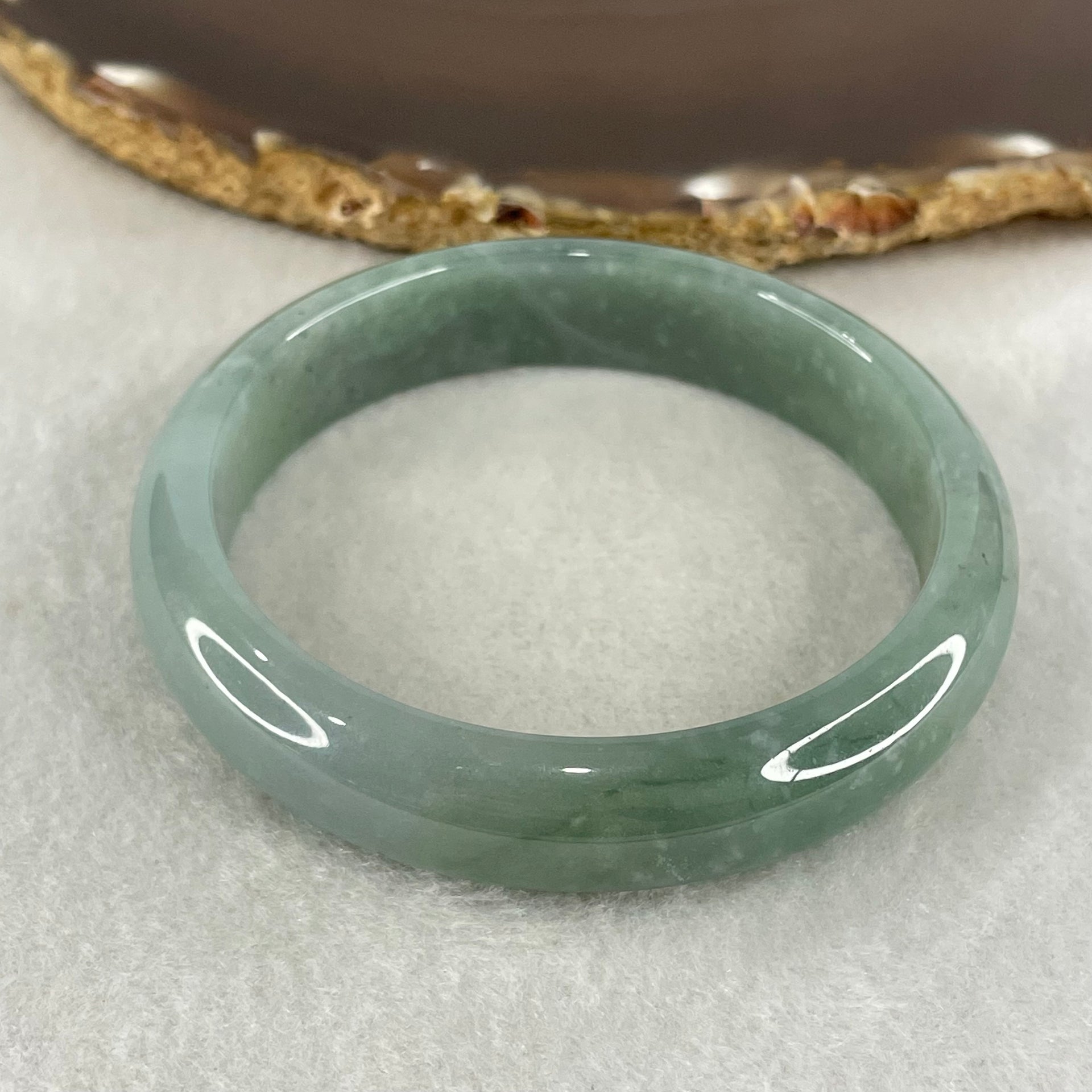 Type A Blueish Green Jadeite Bangle 48.91g Inner Diameter 57.1mm 12.9 by 7.2mm (Internal Line) - Huangs Jadeite and Jewelry Pte Ltd