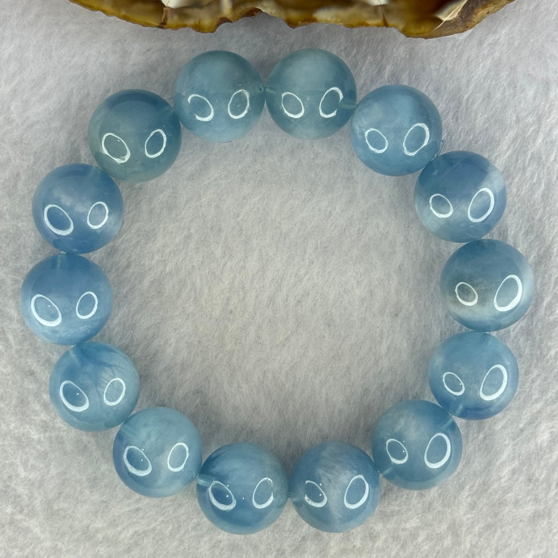 Natural Aquamarine Beads Bracelet 67.80g 18cm 15.3mm 14 Beads - Huangs Jadeite and Jewelry Pte Ltd
