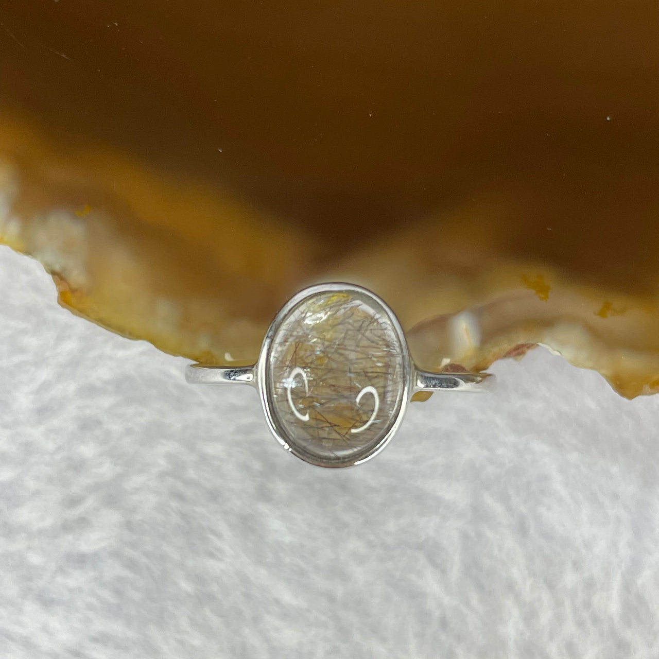 Above Average Grade Natural Super 7 Crystal in 925 Sliver Ring (Adjustable Size) 天然超级七水晶 925 银戒指（可调节尺寸) 1.83g 9.4 by 7.4 by 4.9mm - Huangs Jadeite and Jewelry Pte Ltd