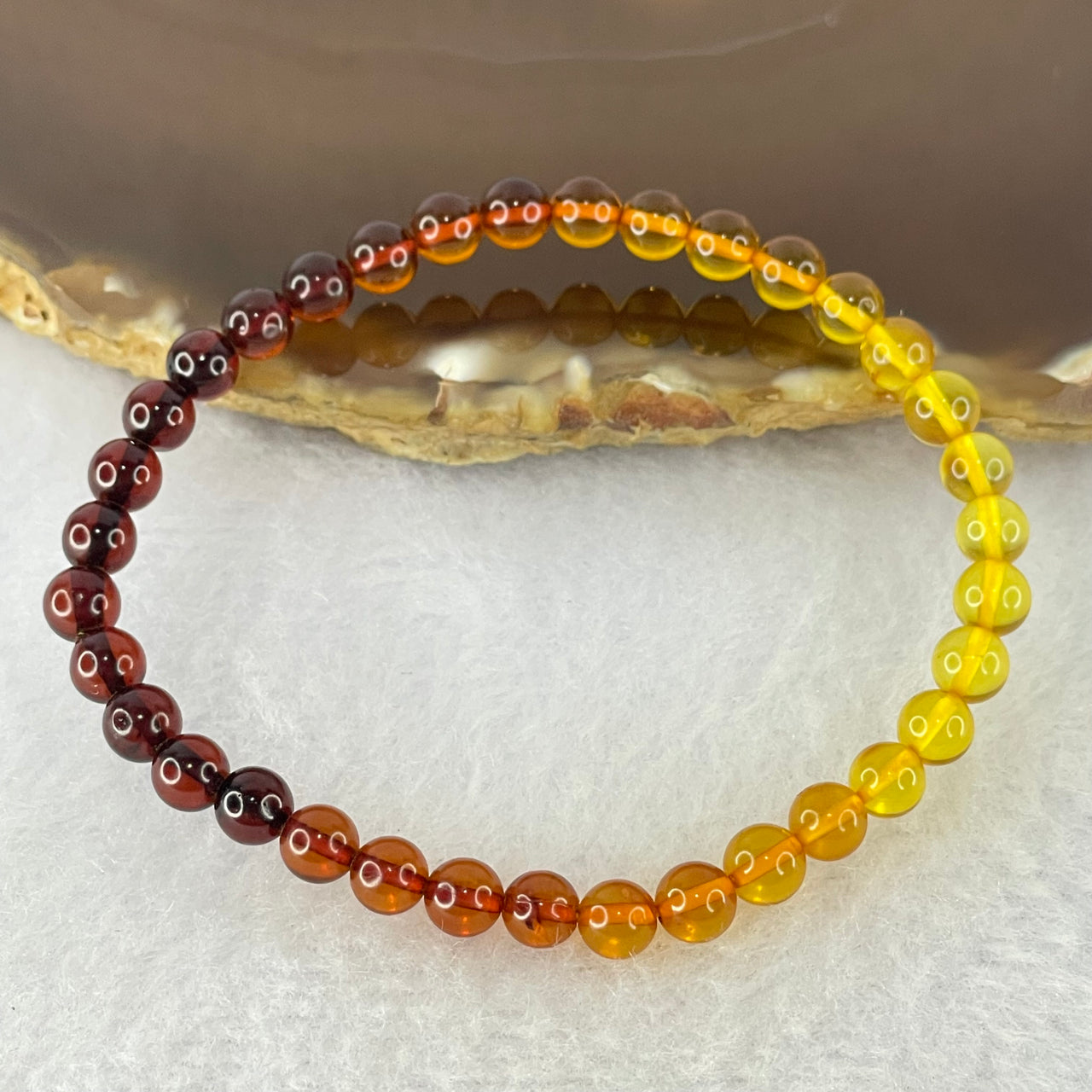 Natural Mixed Color Amber Beads Bracelet 1.88g 16cm 5.5mm 35 Beads - Huangs Jadeite and Jewelry Pte Ltd