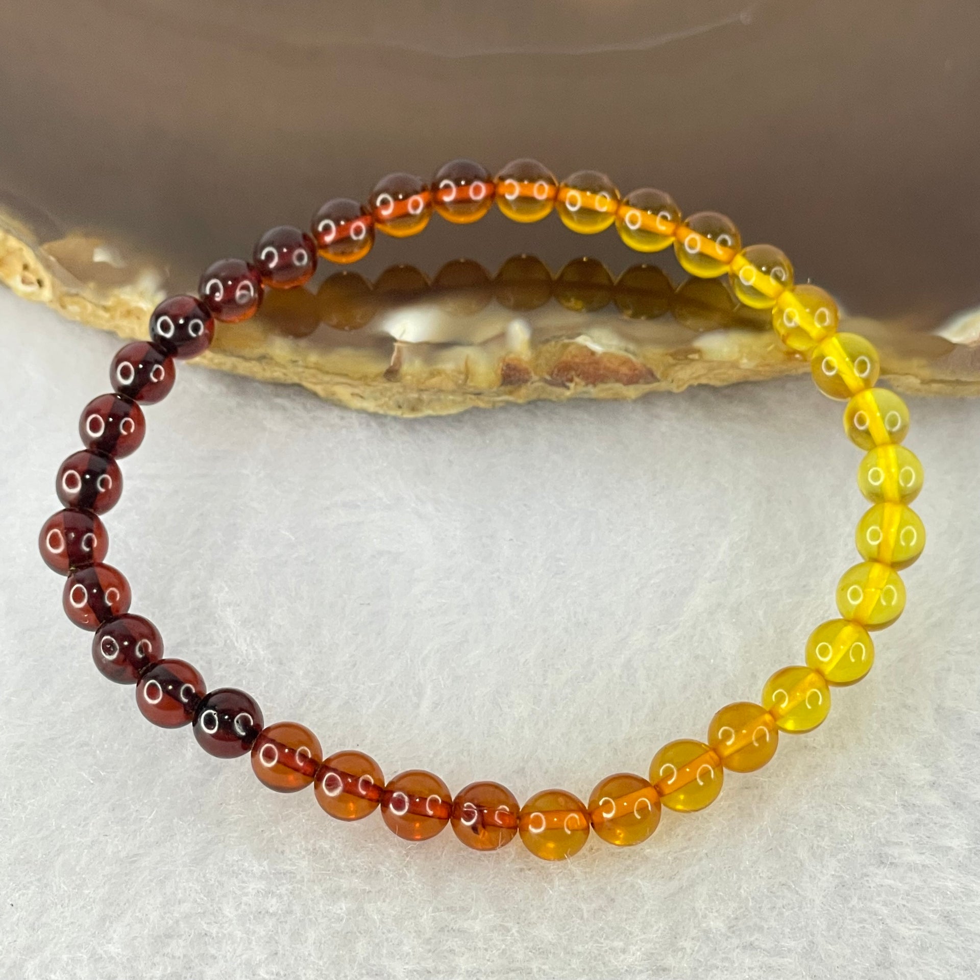 Natural Mixed Color Amber Beads Bracelet 1.88g 16cm 5.5mm 35 Beads - Huangs Jadeite and Jewelry Pte Ltd