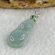Natural Type A Semi Icy Lavender Jadeite Calabash Hulu Pendant in Stainless Steel Clasp 3.29g 26.8 by 13.9 by 5.7mm - Huangs Jadeite and Jewelry Pte Ltd