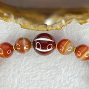 Natural Carnelian Agate Beads Bracelet 40.57g 19cm 36.6 by 10.6mm, 10.6mm 1 Pcs, 6.4mm 14 Beads - Huangs Jadeite and Jewelry Pte Ltd