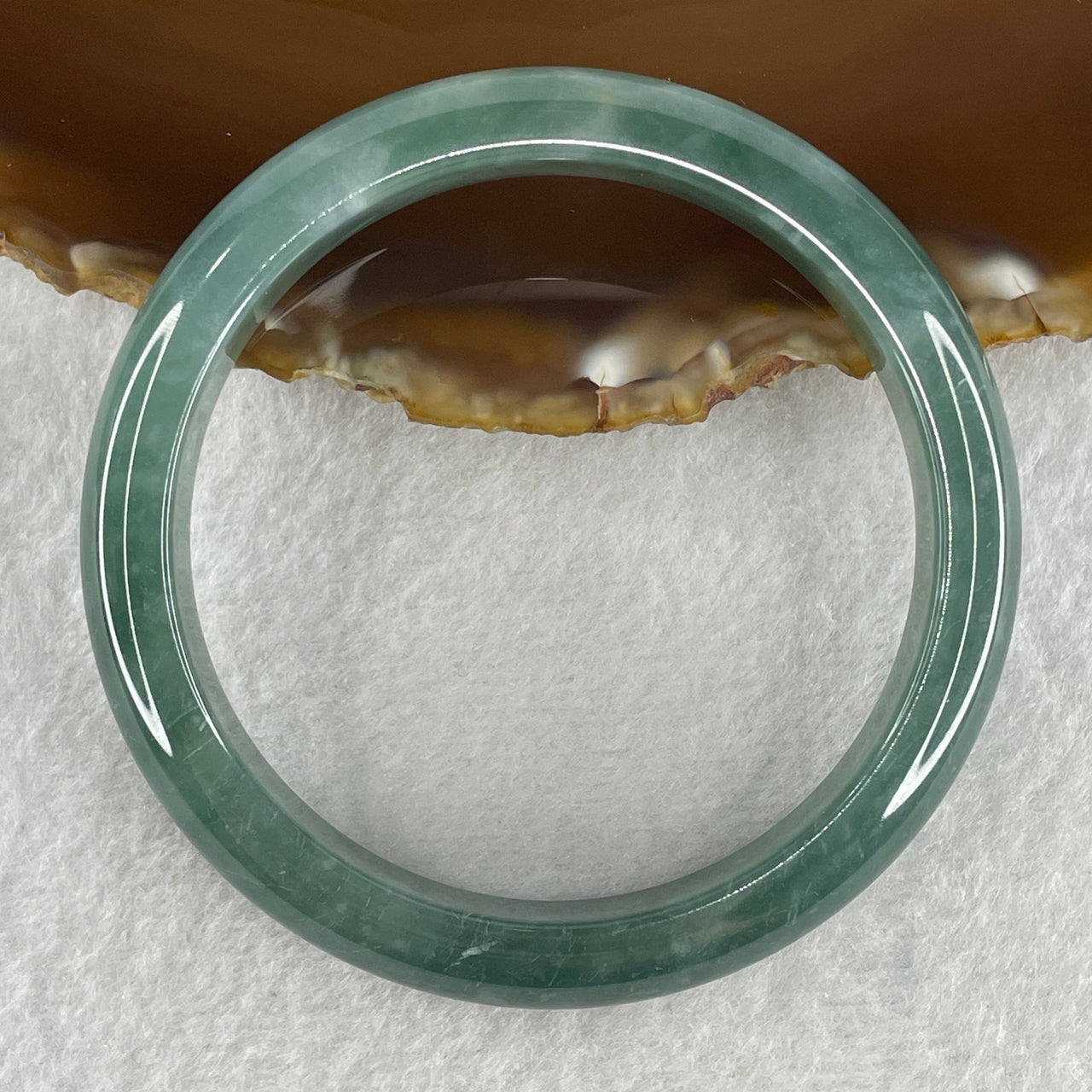 Certified Type A Natural Jelly Blueish Green Jadeite Bangle 46.13g Inner Diameter 56.6mm 10.7 by 7.7mm (Very Very Slight Internal Line)