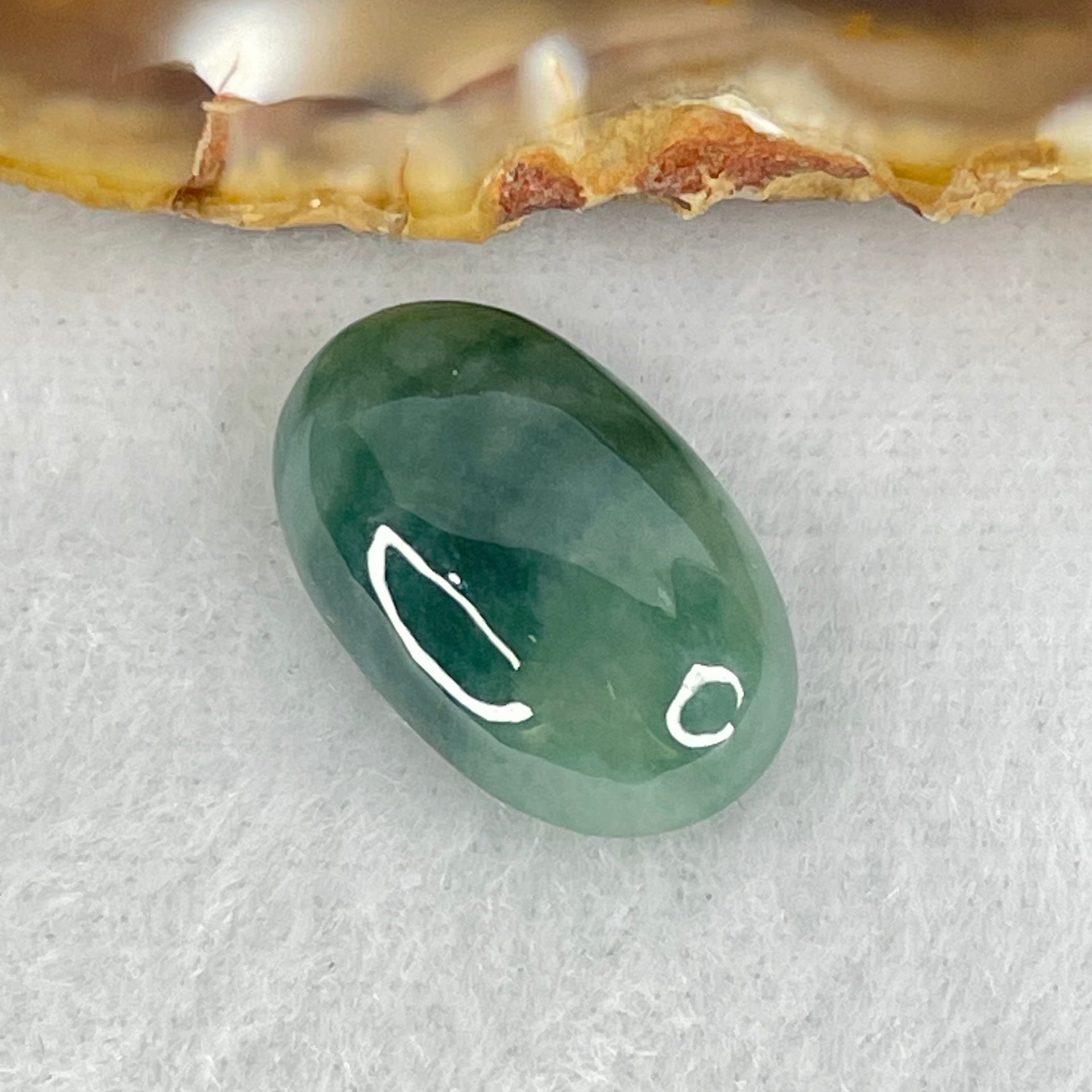 Type A Wuji Grey with Green Cabouchon Jadeite Stone For Setting 3.01g 18.4 by 12.0 by 6.8mm - Huangs Jadeite and Jewelry Pte Ltd