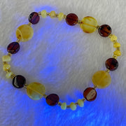 Natural Mixed Color Amber Beads Bracelet 3.59g 17cm 11.0 by 3.1mm 4pcs 7.9 by 4.0mm 8pcs - Huangs Jadeite and Jewelry Pte Ltd