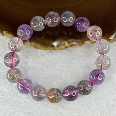 Above Average Grade Natural Super 7 Crystal Beads Bracelet 天然超级七水晶珠手链 42.70g 18cm 12.4mm 17 Beads