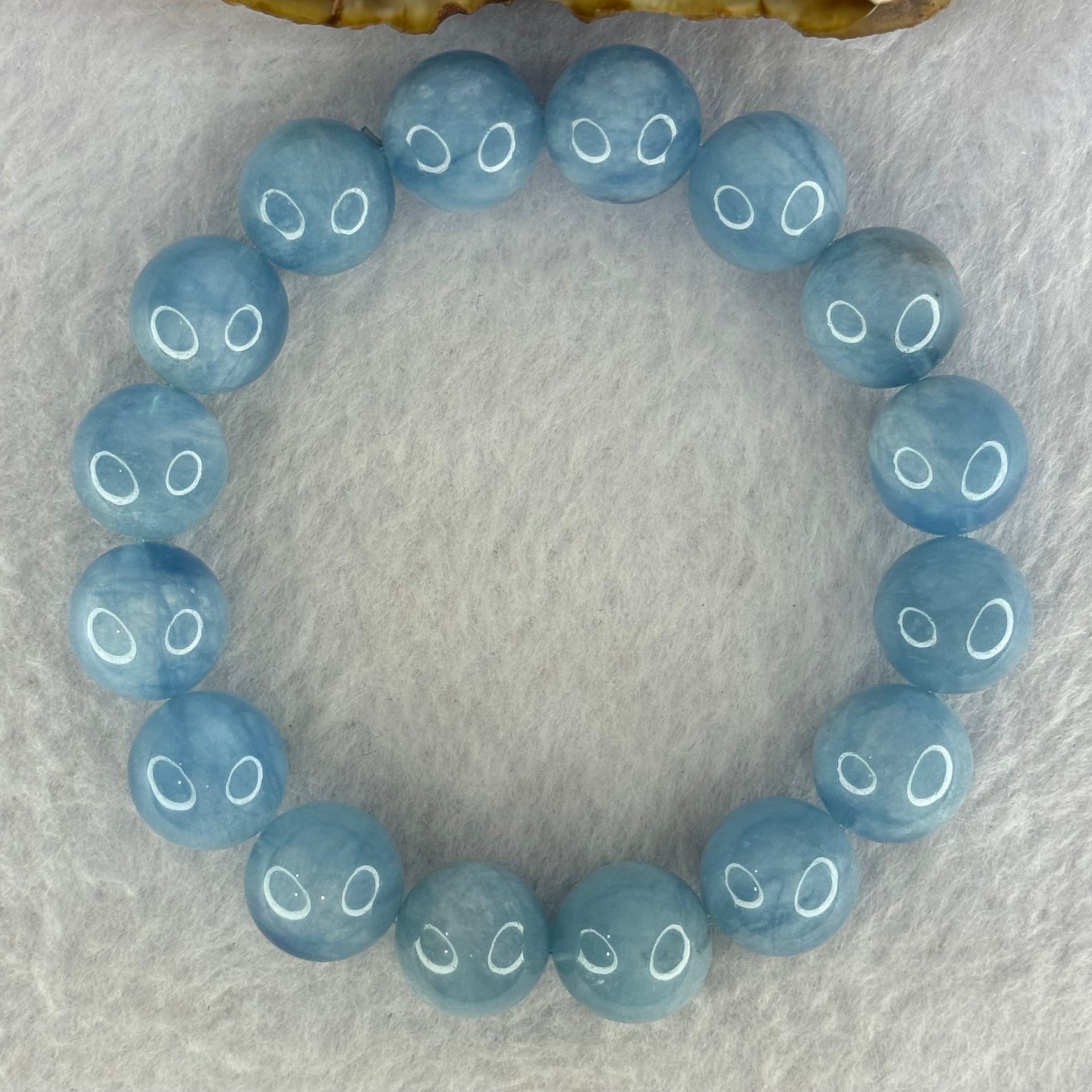 Natural Aquamarine Beads Bracelet 57.78g 17.5cm 13.9mm 16 Beads - Huangs Jadeite and Jewelry Pte Ltd