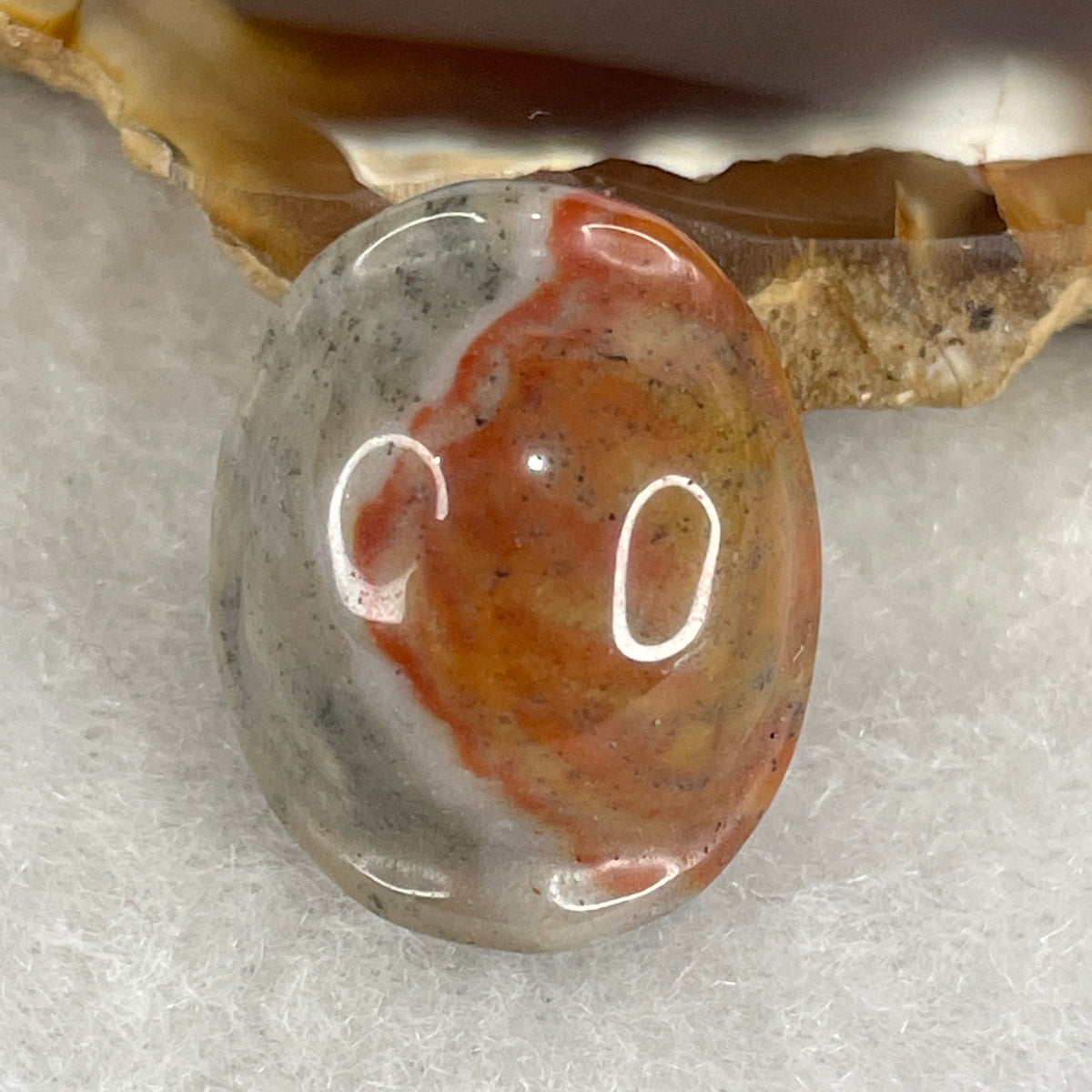 Natural Grey & Red Agate Turtle Shell Charm Pendant | Carved Banded Agate Longevity Talisman (4.56g | 19.8 x 16.1 x 11.2mm)