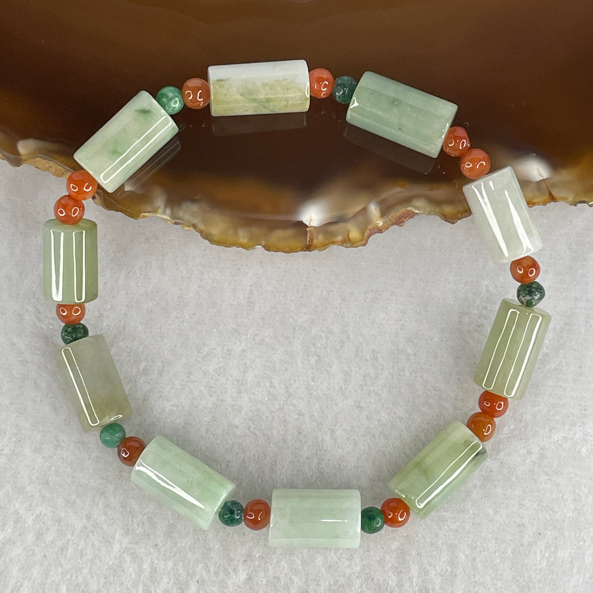 Natural Type A Green & Yellowish Green Jadeite Lulutong Beads Bracelet | 17cm with 10 Beads 8.0mm (20.65g | Heart & Solar Plexus Chakra Harmony, Obstacle-Clearing Fortune & Sunlit Wealth Shield)