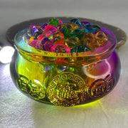 Muti Color Liuli Wealth Pot with Ingot Yuan Bao Display Total Weight 638.93g 101.0 by 51.0mm - Huangs Jadeite and Jewelry Pte Ltd