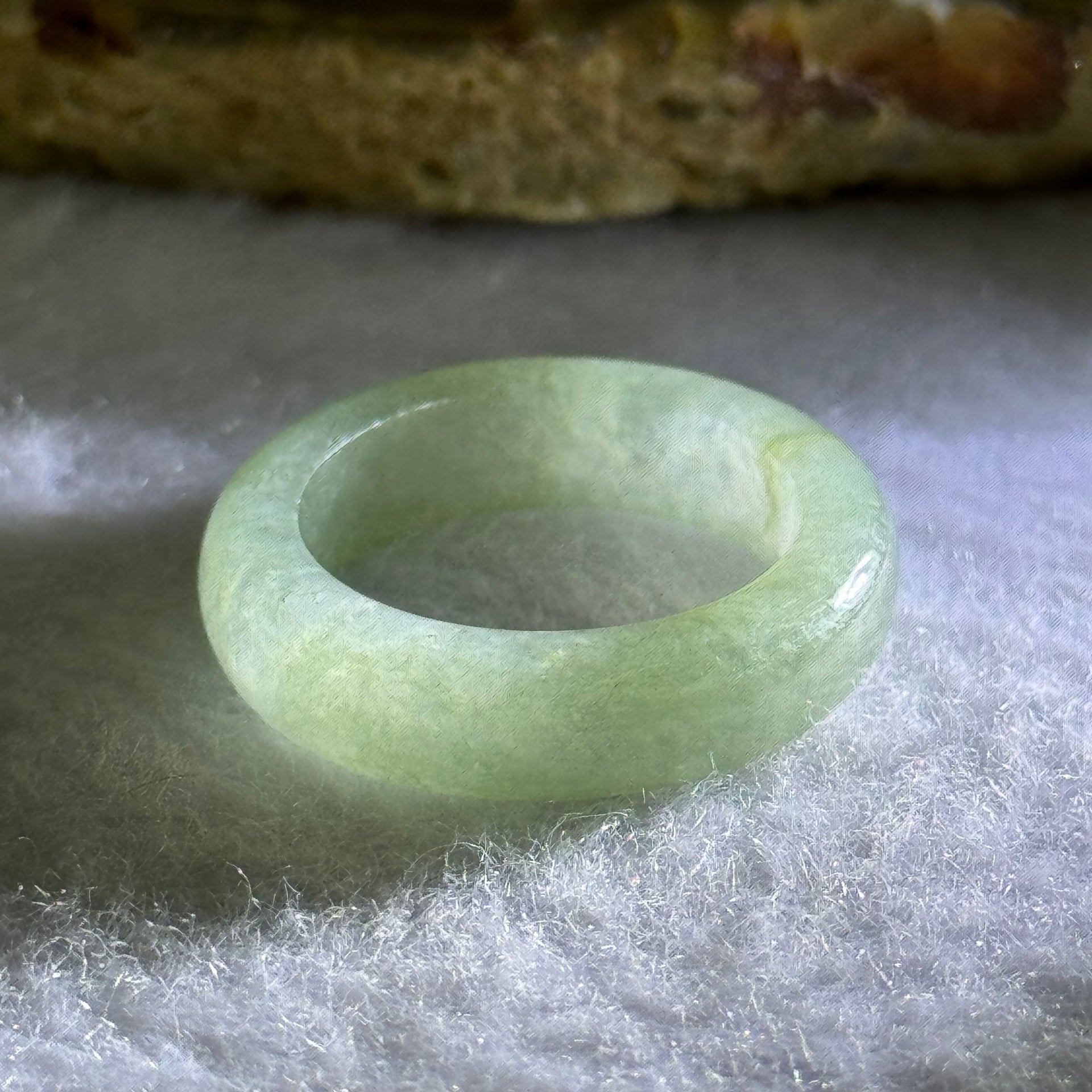 Type A Green Jadeite Ring 3.65g 5.8 by 3.8mm US7.25 HK16 - Huangs Jadeite and Jewelry Pte Ltd