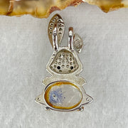 Rare Natural Blue Dumortierite Rutilated Quartz in S925 Sliver Rabbit Pendant 2.32g 9.8 by 6.5 by 4.0mm - Huangs Jadeite and Jewelry Pte Ltd