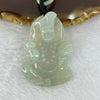 Type A Light Green Lavender Jadeite Ji Gong Pendent/ Mini Display with Wooden Stand 107.83g 83.0 by 75.4 by 46.6mm - Huangs Jadeite and Jewelry Pte Ltd