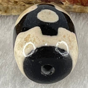 Natural Powerful Tibetan Old Oily Dark Brown With White Agate 3 Eyes Dzi Bead Heavenly Master (Tian Zhu) 三眼天诛 4.91g 17.6 by 13.7mm - Huangs Jadeite and Jewelry Pte Ltd