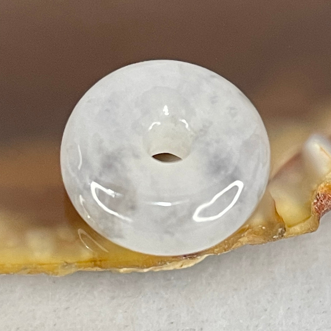 Type A Semi Icy Light Lavender With Wuji Grey Jadeite Ping An Kou Charm/Pendant 2.00g 13.2 by 5.7mm - Huangs Jadeite and Jewelry Pte Ltd