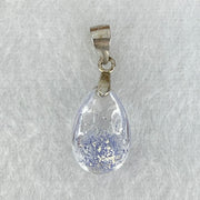 Rare Very Good Grade Natural Blue Dumortierite Rutilated Quartz Teardrop Pendant with S925 Sliver Clasps 1.22g 14.8 by 9.2 by 6.1mm - Huangs Jadeite and Jewelry Pte Ltd