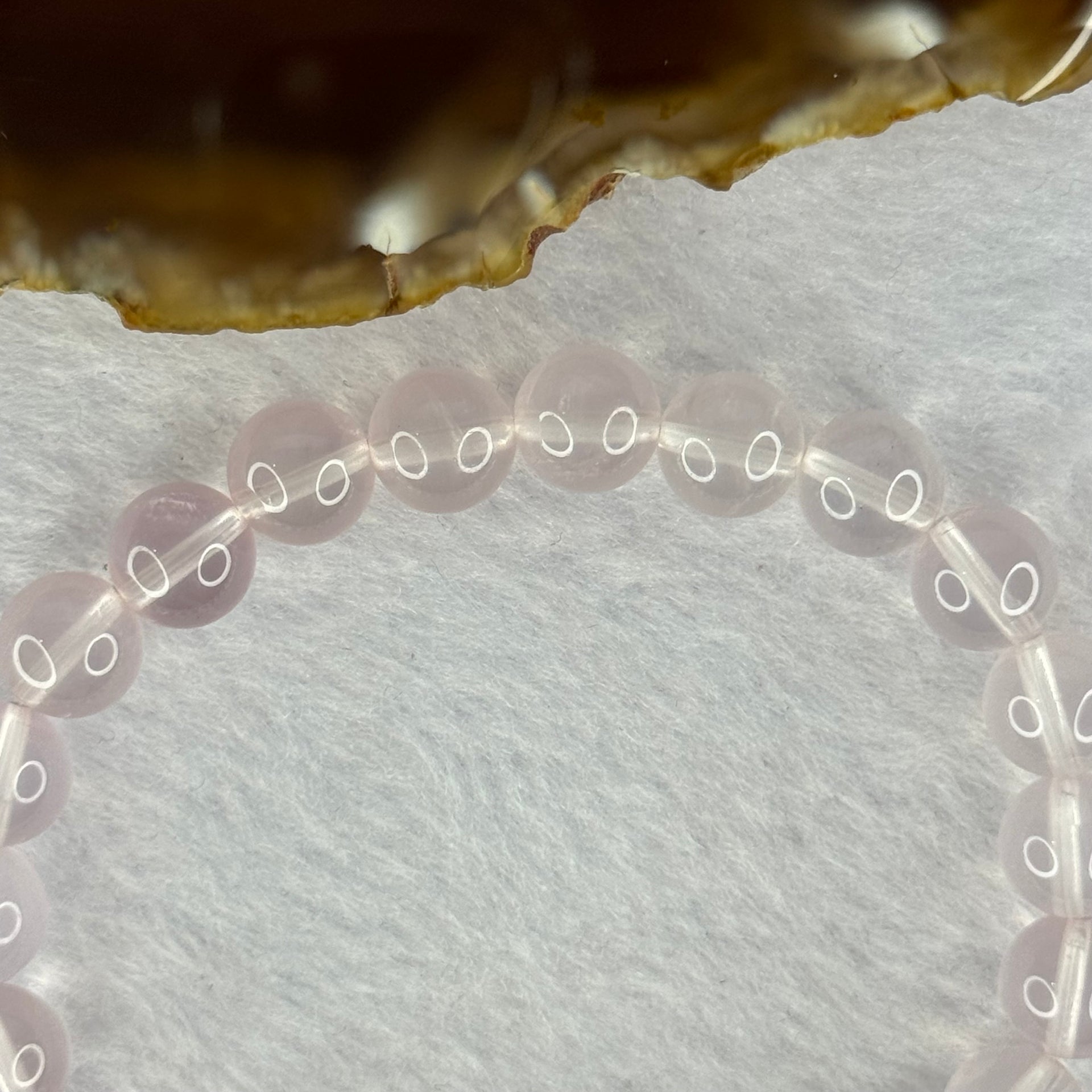 Natural Rose Quartz Beads Bracelet 天然玫瑰石英珠手链 24.05g 17cm 9.3mm 22 Beads - Huangs Jadeite and Jewelry Pte Ltd
