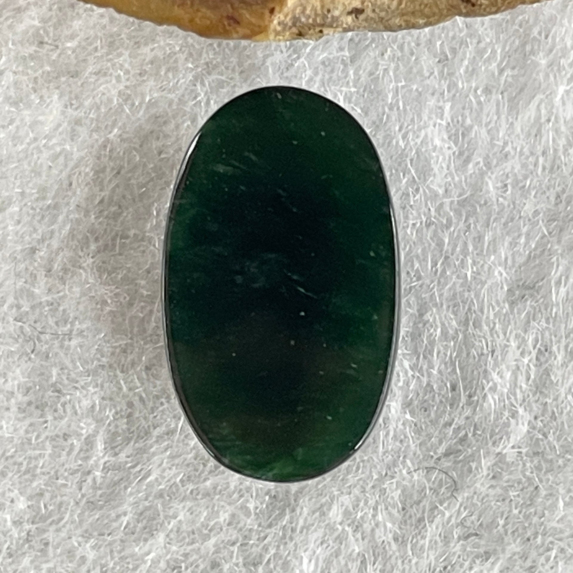 Type A Translucent Black Omphacite Jadeite Round Cabouchon Stone For Setting 1.26g 14.5 by 8.8 by 4.9mm - Huangs Jadeite and Jewelry Pte Ltd