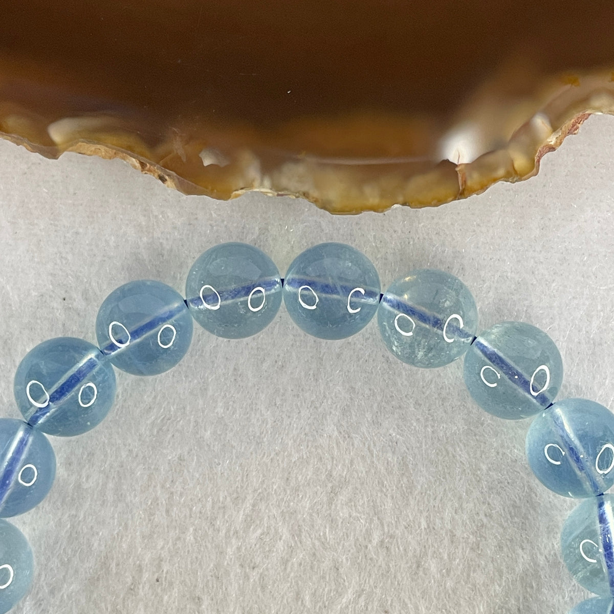 Certified Above Average Natural Aquamarine Beads Bracelet | 16.5cm with 19 Beads 10.8mm (32.03g | Ocean Blue Translucency | Throat & Third Eye Chakra Harmony, Tranquil Communication & Serene Wealth Shield)
