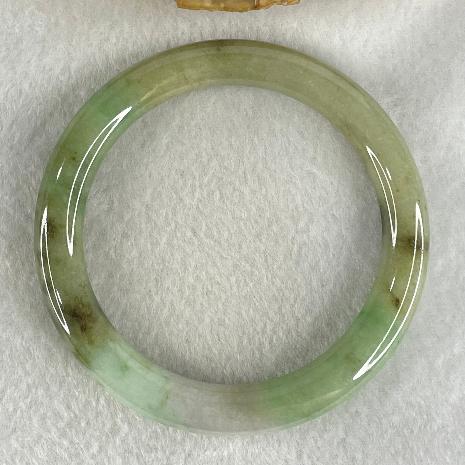 Type A Light Green with Green piao Hua Floral Jadeite Bangle 49.37g Inner Diameter 57.7mm 19.6 by 9.8mm (Very Slight Internal Lines) - Huangs Jadeite and Jewelry Pte Ltd