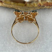 Type A Green Burmese Icy Butterfly Jade Jadeite ring in 18k rose gold & natural diamonds 1.87g  Ring Size: US 6.5 - Huangs Jadeite and Jewelry Pte Ltd