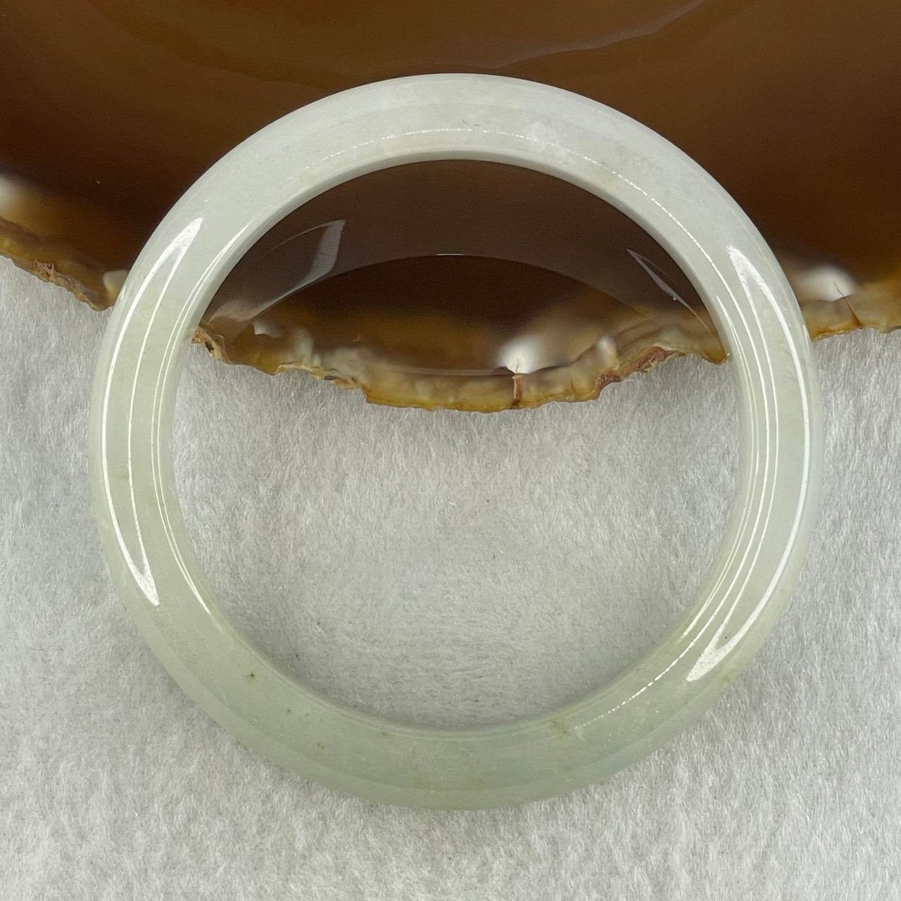 Type A Natural Light Green with Brown Spots Jadeite Bangle 53.14g Inner Diameter 57.0mm 11.6 by 9.1mm (Close to Perfect) - Huangs Jadeite and Jewelry Pte Ltd