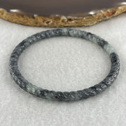 Natural Type A Wuji Grey Jadeite Twisted Bangle | 59.2mm Inner Diameter (13.87g 5.3x5.4mm | Continuous Fortune & Root Shield) - Huangs Jadeite and Jewelry Pte Ltd