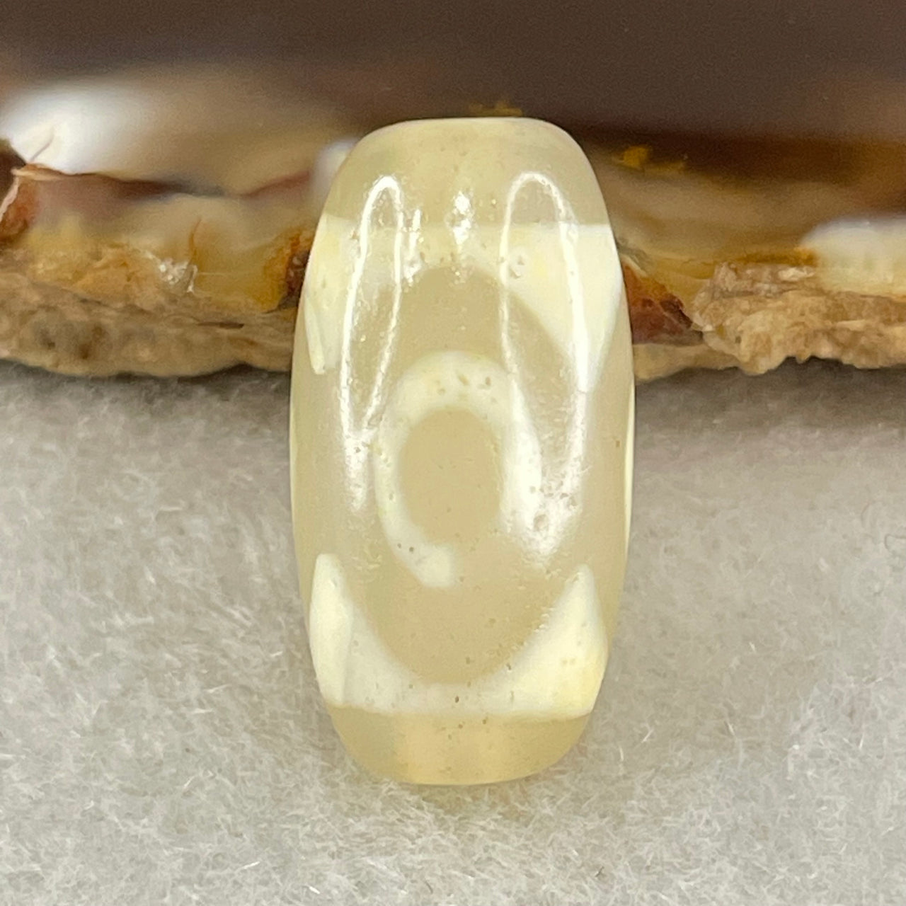 Natural Powerful Tibetan Old Oily Agate 3 Eyes Dzi Bead Heavenly Master (Tian Zhu) 三眼天诛 3.06g 19.6 by 10.2mm - Huangs Jadeite and Jewelry Pte Ltd