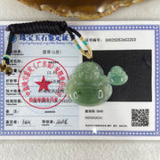 Type A Icy Green with Blueish Green Piao Hua Floral Jadeite Milo Buddha Pendant 13.81g 33.8 by 36.3 by 6.5mm - Huangs Jadeite and Jewelry Pte Ltd