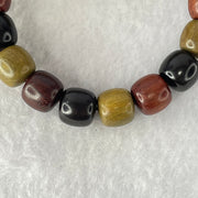 Natural Mixed Color Rose Wood Beads Bracelet 多宝珠小叶紫檀黑檀金丝楠手链 23.56g 18cm 12.2mm 16 Beads - Huangs Jadeite and Jewelry Pte Ltd
