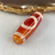 Natural Powerful Tibetan Old Oily Red White Agate One Eye Earth Element Dzi Bead Heavenly Master (Tian Zhu) 一眼土元素天珠 9.86g 37.7 by 13.1mm - Huangs Jadeite and Jewelry Pte Ltd