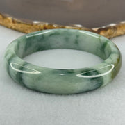 Type A Light Green with Dark Green Piao and Brown Patch Jadeite Bangle Internal Diameter 58.7mm 65.92g 14.9 by 8.5mm (Slight Internal Lines) - Huangs Jadeite and Jewelry Pte Ltd