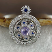 Natural Purple with Colorless and Blue Cubic Zirconia Beads Pendant in S925 Sliver 6.99g 6.0 by 2.0mm - Huangs Jadeite and Jewelry Pte Ltd