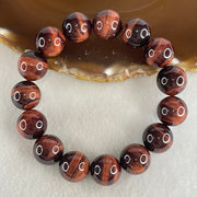 Natural Red Tiger's Eye Quartz Beads Bracelet 63.42g 17cm 14.5mm 15 Beads - Huangs Jadeite and Jewelry Pte Ltd