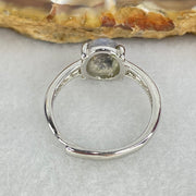 Rare Good Grade Natural Blue Dumortierite Rutilated Quartz in S925 Sliver Ring (Adjustable Size) 1.46g 8.3 by 6.9 by 3.5mm - Huangs Jadeite and Jewelry Pte Ltd