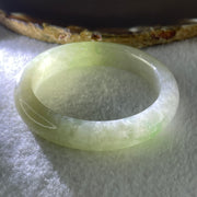 Rare Type A Natural Semi Icy Jelly Light Green with Faint Lavender Jadeite Bangle 44.21g Inner Diameter 50.6mm 10.8 by 8.2mm (Perfect) - Huangs Jadeite and Jewelry Pte Ltd