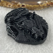 Type A Opaque Black Omphacite Jadeite Good Vs Evil Akasagarbha Bodhissattva Pendant Ox and Tiger Zodiac Guardian 39.80g 50.8 by 43.7 by 11.4mm - Huangs Jadeite and Jewelry Pte Ltd