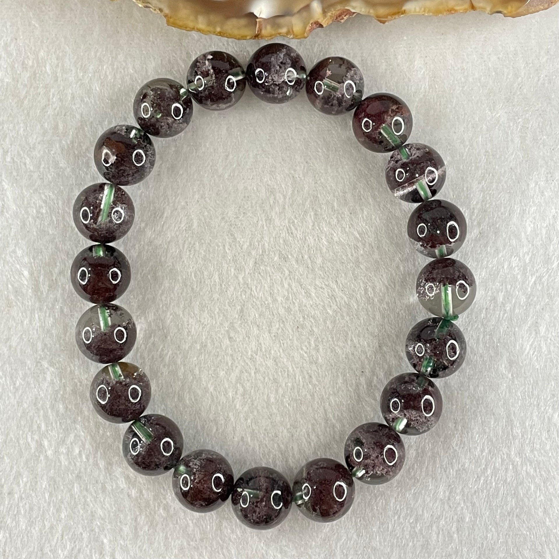 Good Grade Natural Red Phantom Quartz Beads Bracelet 29.27g 17cm 10.4mm 20 Beads - Huangs Jadeite and Jewelry Pte Ltd
