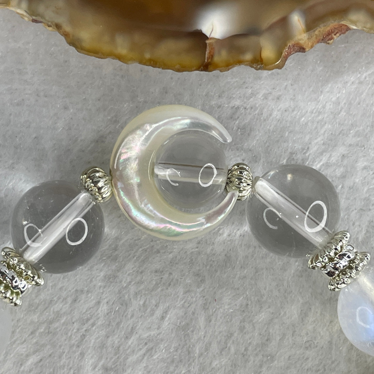 Natural Clear & Smoky Quartz, Moonstone & Black Obsidian Bracelet | Silver Color Charm| 14.5cm Tailored Strand | 14-Piece 10.5mm "Eclipse Shadow" Protective High-Contrast Luxury Wish Charm Bracelet (28.09g)