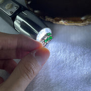 Natural Emeralds Total 0.48ct each approx 2.0 by 2.0 by 2.0mm and Natural Diamonds Total 0.11ct each about 1.5mm in Platinum PT900 Ring 4.87g US4 HK8.5 - Huangs Jadeite and Jewelry Pte Ltd
