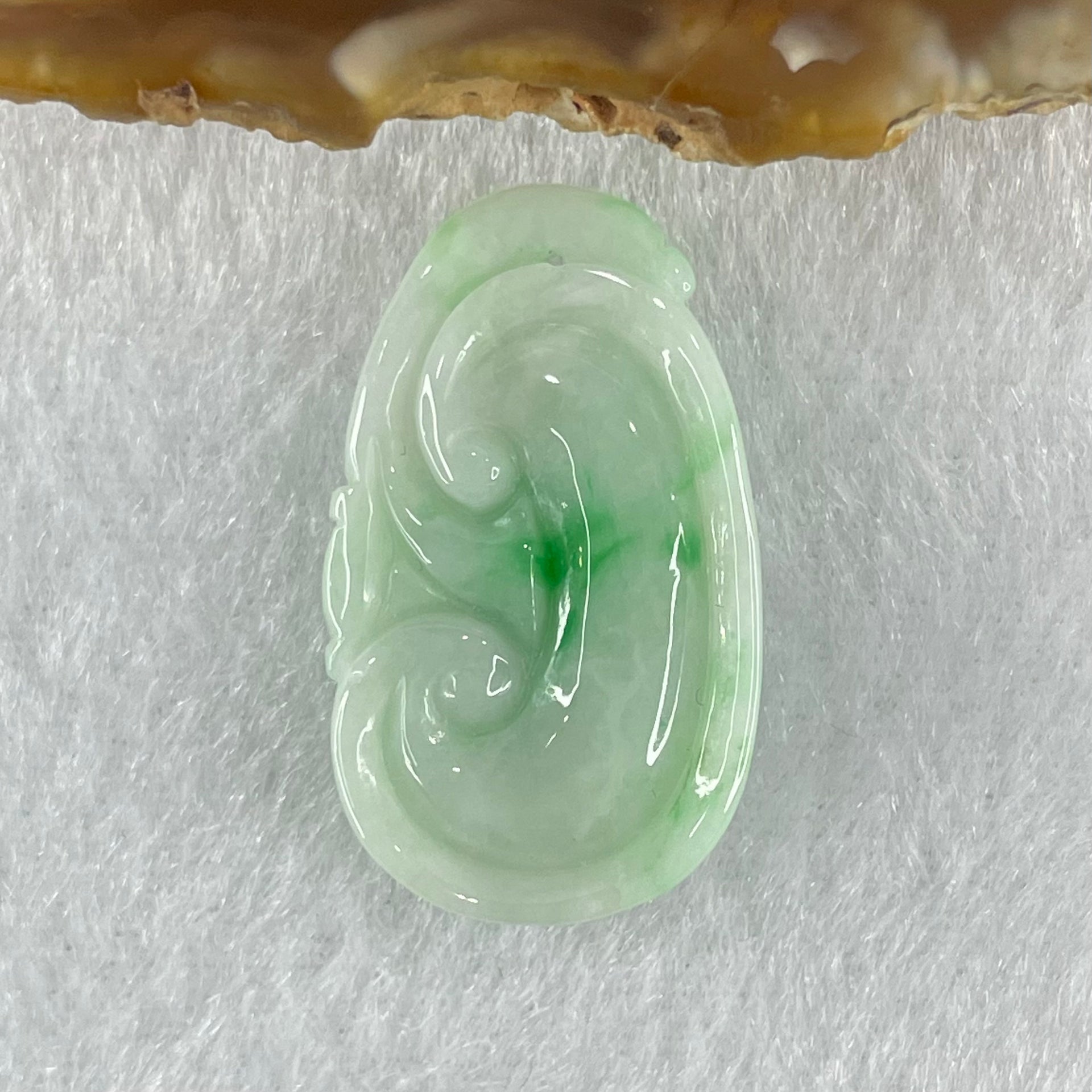 Type A Faint Green Lavender with Spicy Green Patches Jadeite Ruyi Pendant 5.86g 29.2 by 17.4 by 6.5mm - Huangs Jadeite and Jewelry Pte Ltd