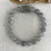 Certified Natural Type A Semi icy Wuyji Grey Jadeite Beads with Lulutong Charm Bracelet 25.45g 15cm 8.4mm 20 Beads - 14.5 by 11.8mm Lulutong - Huangs Jadeite and Jewelry Pte Ltd