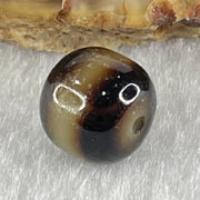 Natural Powerful Tibetan Old Oily Agate 1 Line Dzi Bead Heavenly Master (Tian Zhu) 1.81g 10.0 by 10.9mm - Huangs Jadeite and Jewelry Pte Ltd