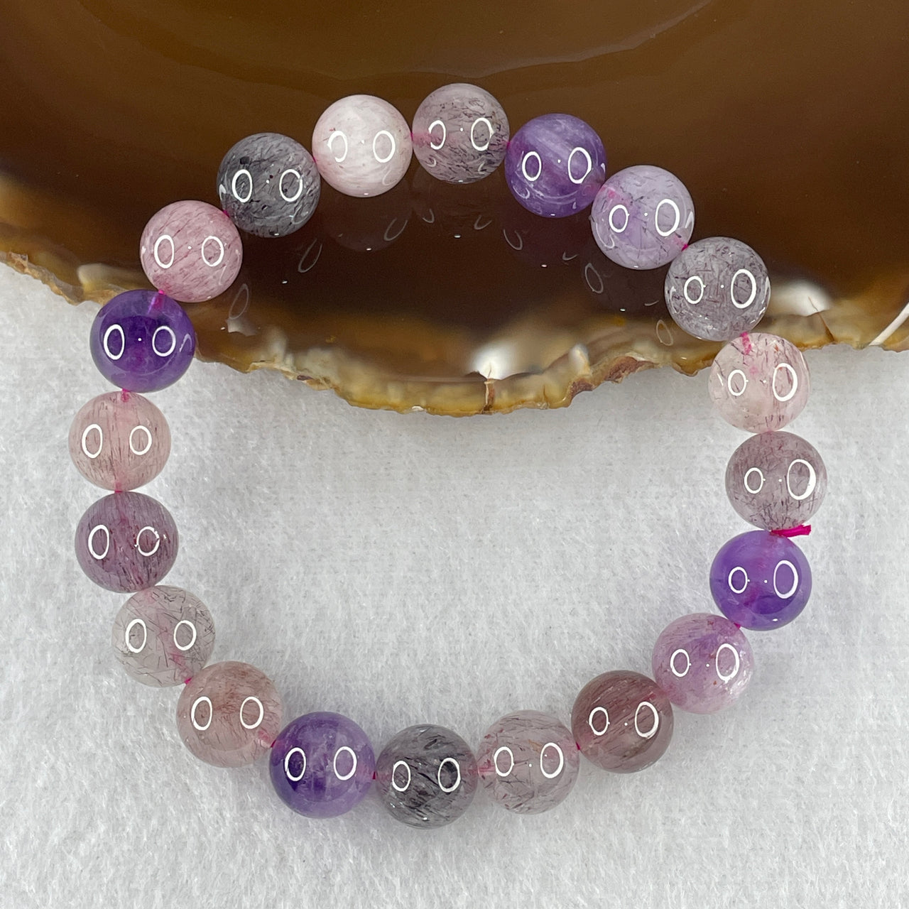 Certified Above-Average Grade Natural Super 7 Crystal Beads Bracelet | Bold High-Mass Showcase Strand | Authentic Sacred Seven Multi-Mineral Inclusions Quartz Spiritual Catalyst & Auric Shield Bracelet (28.73g | 16.5cm Length | 10.2mm | 20 Beads)