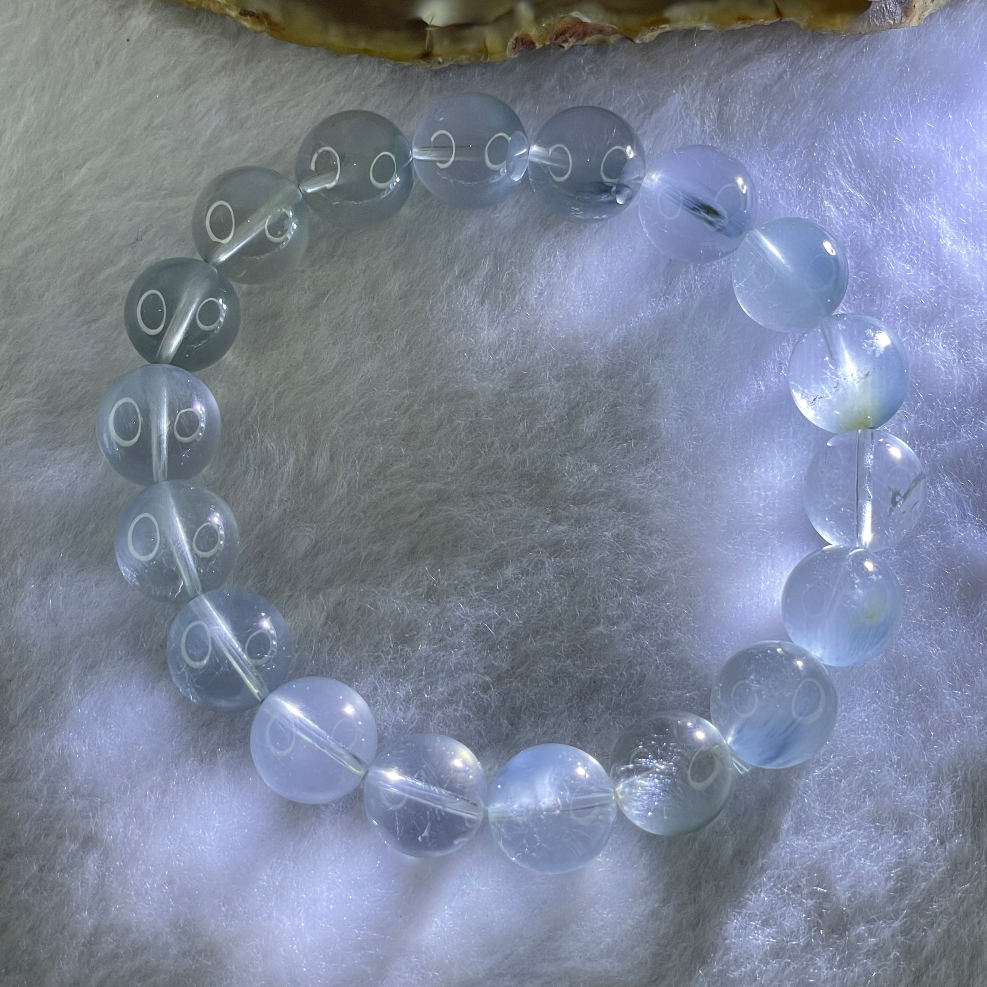 Good Grade Natural Blue Rutilated Quartz Bracelet 41.28g 18.5cm 12.0mm 18 Beads - Huangs Jadeite and Jewelry Pte Ltd