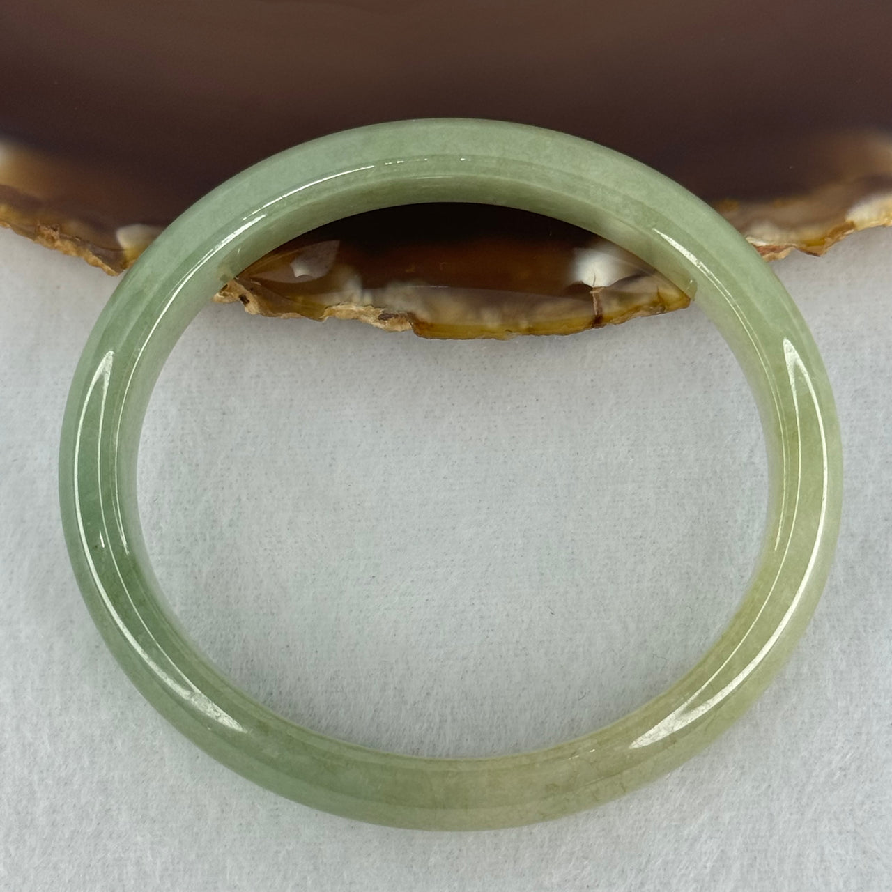 Type A Full Green Jadeite Oval Bangle Internal Diameter 55.4mm 11.9 by 6.5mm (Very Slight Fine Internal Lines) - Huangs Jadeite and Jewelry Pte Ltd