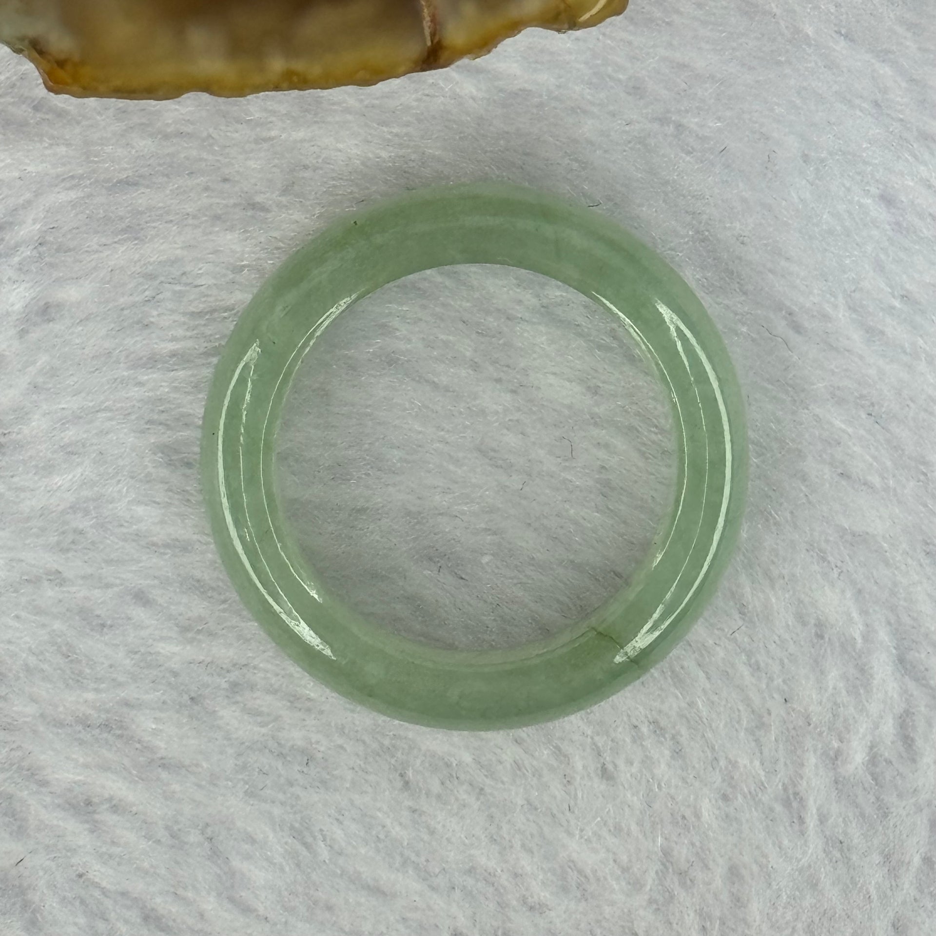 Type A Semi Icy Green Jadeite Ring 3.85g 6.1 by 3.7mm US7.25 HK16 - Huangs Jadeite and Jewelry Pte Ltd