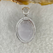 Type A Deep Lavender Cabochon Jadeite in S925 Sliver with Crystal Charm 4.30g 15.6 by 11.7 by 5.0mm - Huangs Jadeite and Jewelry Pte Ltd